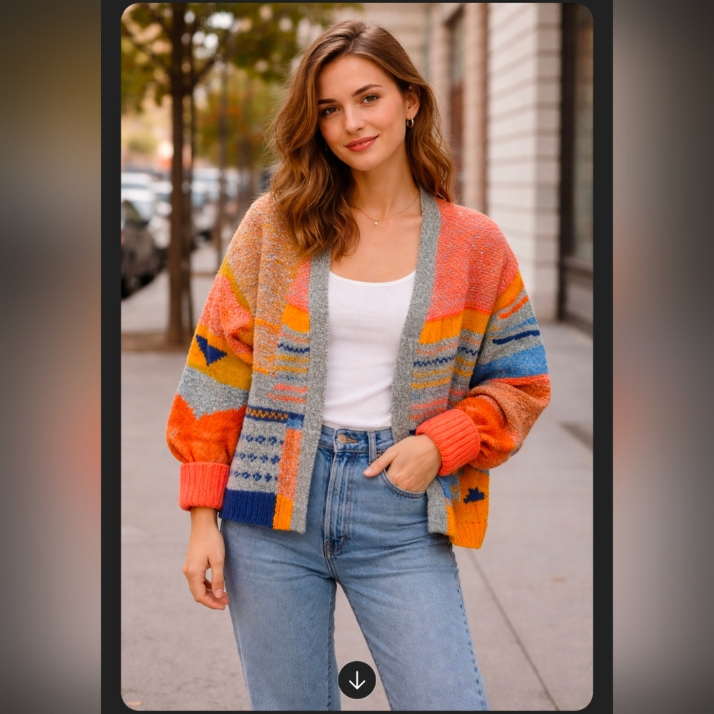 Colorful Geometric Patterned Sweater